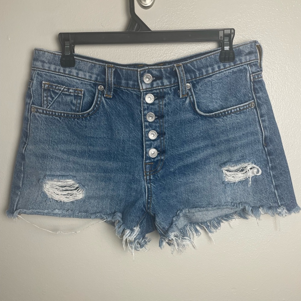 7 For All Mankind Monroe CutOff Jean Shorts with Frayed Hem size 28